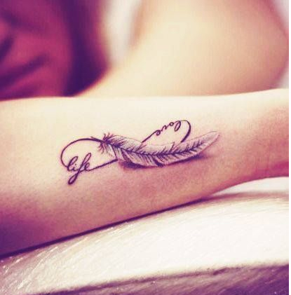 Infinity feather tattoo