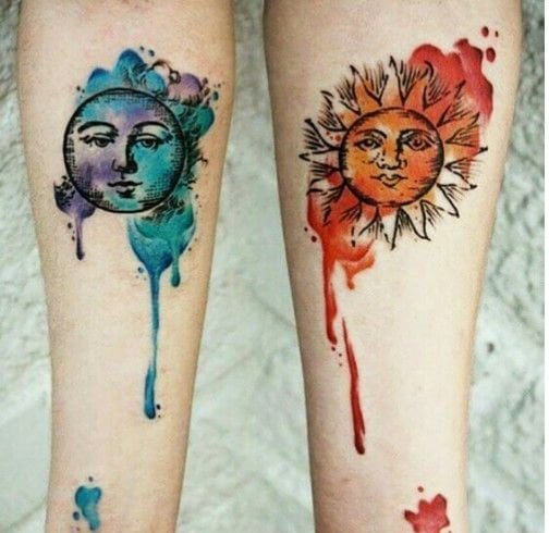 Moon and Sun water Tattoos