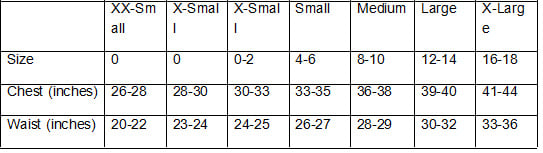 Petite size chart