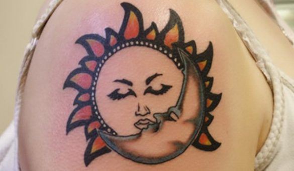 Sun and moon tattoo For Women