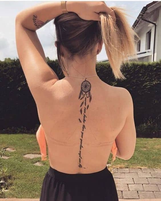 Girl Upper Back Arabic Tattoo For Girls