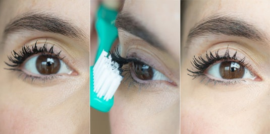 How to use toothbrush on eyes