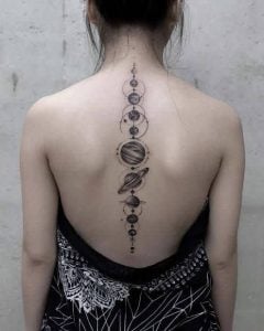 Planets Spine Tattoo