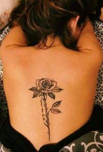 Rose On Spine Tattoo