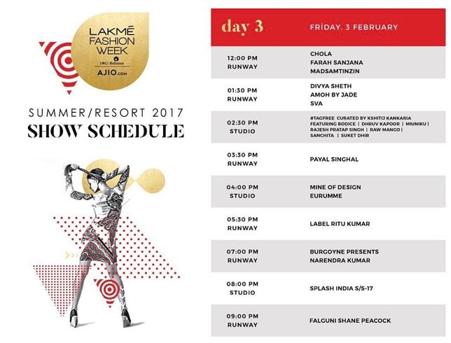 Schedule and Designer Line-Up Day 3