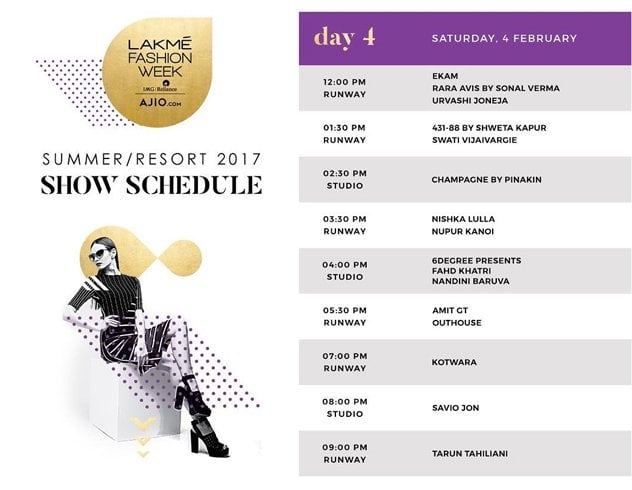 Schedule and Designer Line-Up Day 4