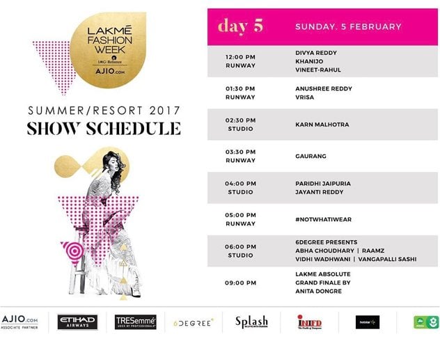 Schedule and Designer Line-Up Day 5