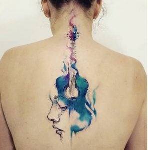 Spine Tattoo For Music Lovers
