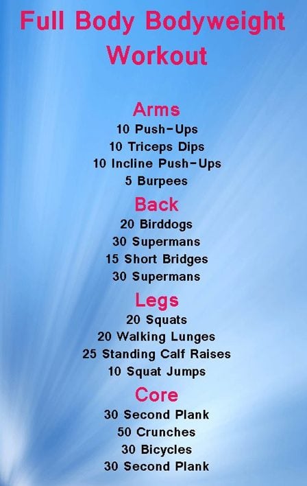 Body weight exercises for women