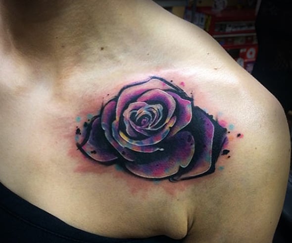 Rose Tattoos On Shoulder Blade