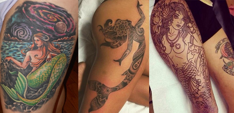 Mermaid Tattoos on Thighs
