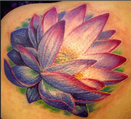 purple with lotus flower tattoo designs