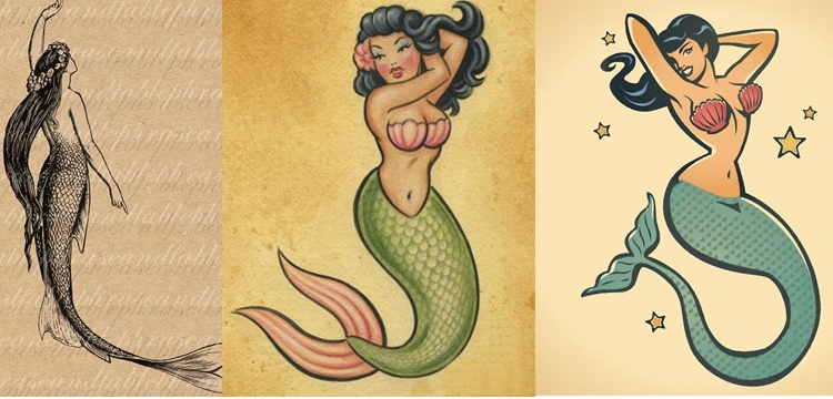 Vintage Mermaid Tattoos