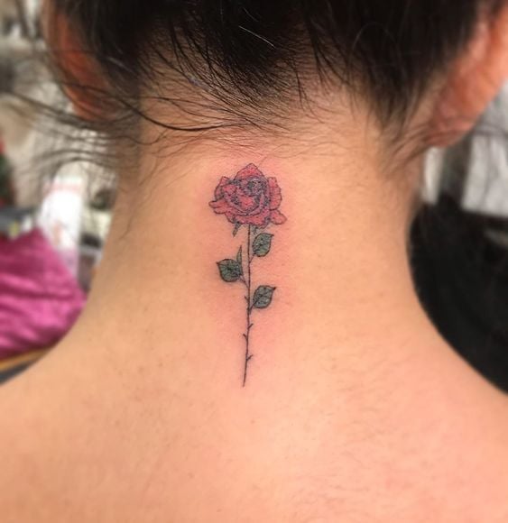 51 Best Rose Neck Tattoos