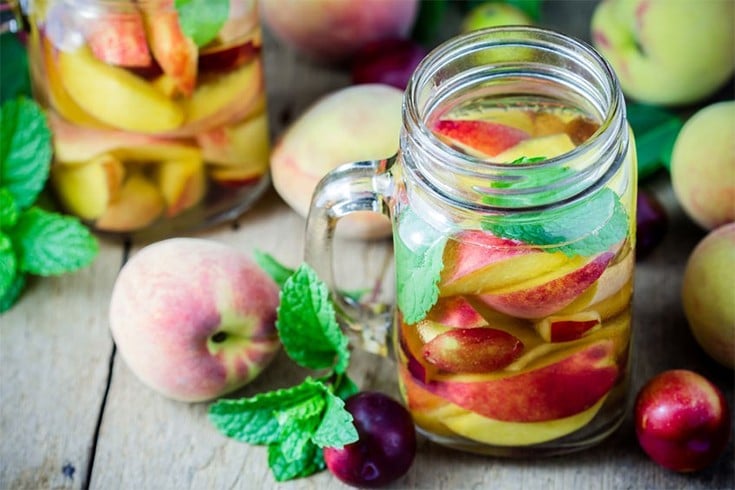 Peach + Mint + Plum Detox Water Recipe