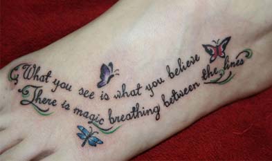 Butterfly Tattoos With Writings For Woman