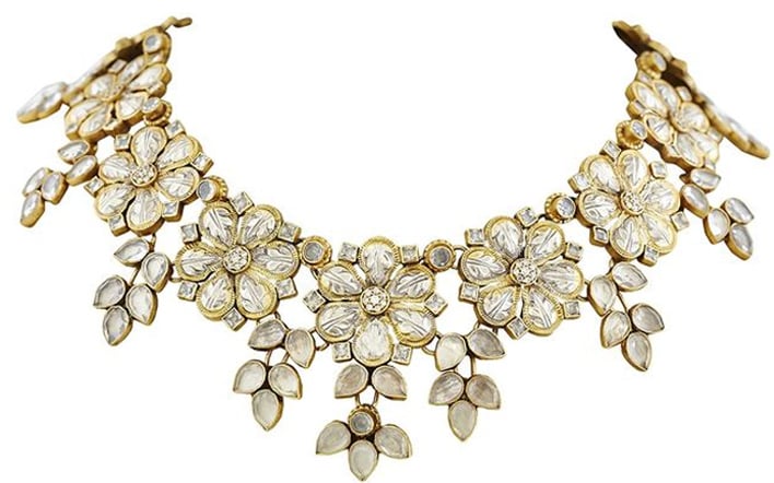 Gota Patti Crystal Flower Neckpiece