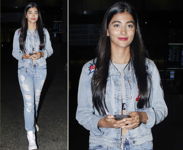 Pooja Hegde in Embroidered Denim Jacket