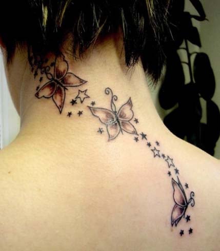 Stars And Butterfly Tattoos For Woman