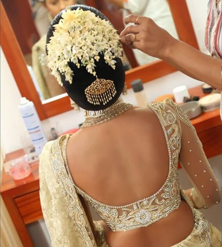 Indian Bridal Hairstyles with Bouquet Bun