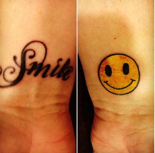 Tattoo uploaded by KTREW Tattoo  Smiley Sad Face Linework Tattoo by  Kirstie Trew  KTREW Tattoo  Birmingham UK  linework smileyface  sadface birminghamuk simpletattoo birmingham  Tattoodo