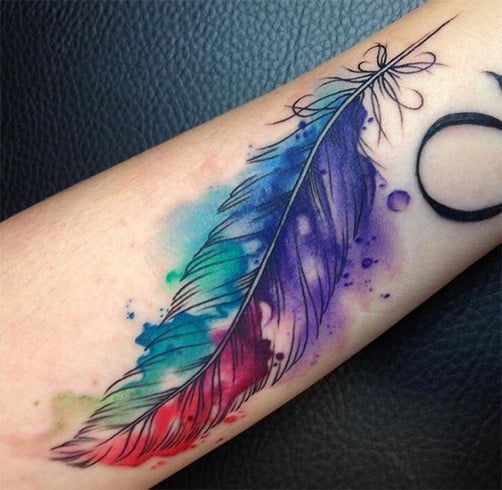 Watercolor Feather Tattoo Splendid Feather