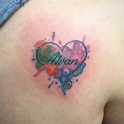 Watercolor Heart Tattoo a Loved one Tattoo