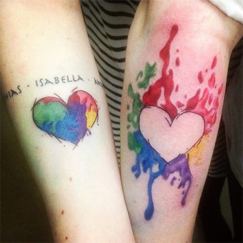 Watercolor Heart Tattoo When two Worlds Collide