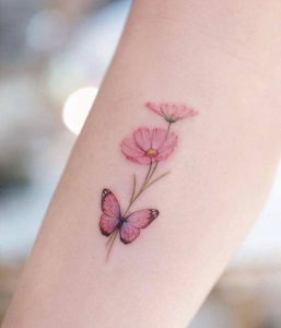 An Eye-Soothing Butterfly Flower Design Tattoo