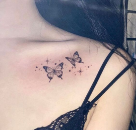 Cute Butterfly and Star Tattoo Design