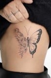 Half Flower Butterfly Tattoo