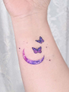 Moon With Butterfly Tattoo