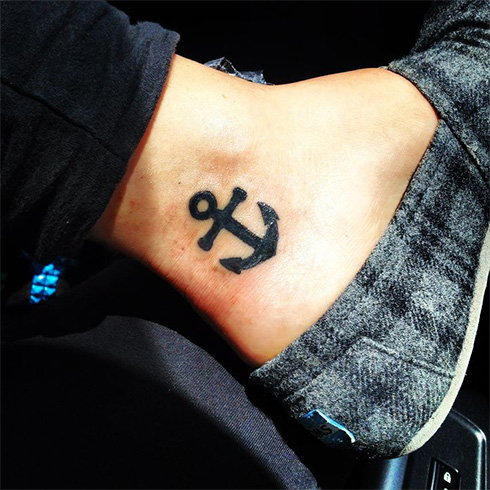 Feet Tattoo with Anchor