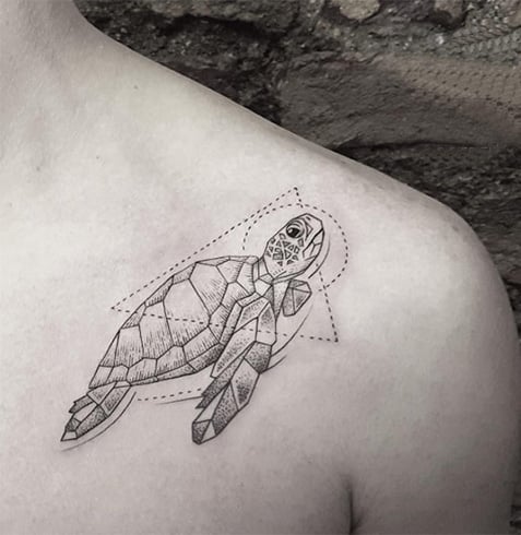 Geometric Turtle Tattoo
