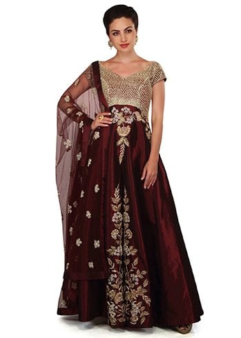 Ruby Wine Anarkali Suit