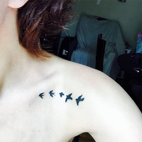 Tattoos for Girls on Shoulder with fFying Sparrows