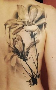 watercolor flower tattoo-all shades of black