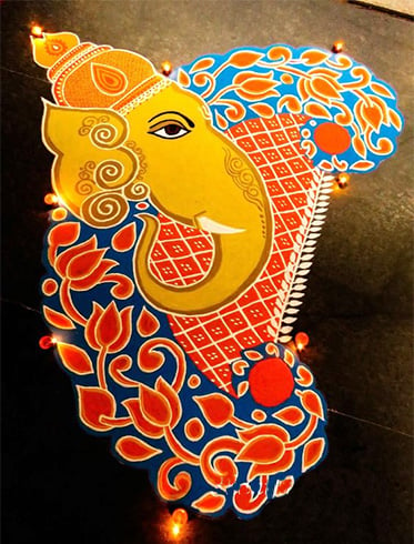 Flower Rangoli Ganpati