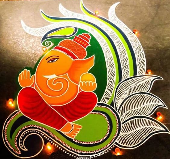 Ganesh Rangoli Designs with Dots