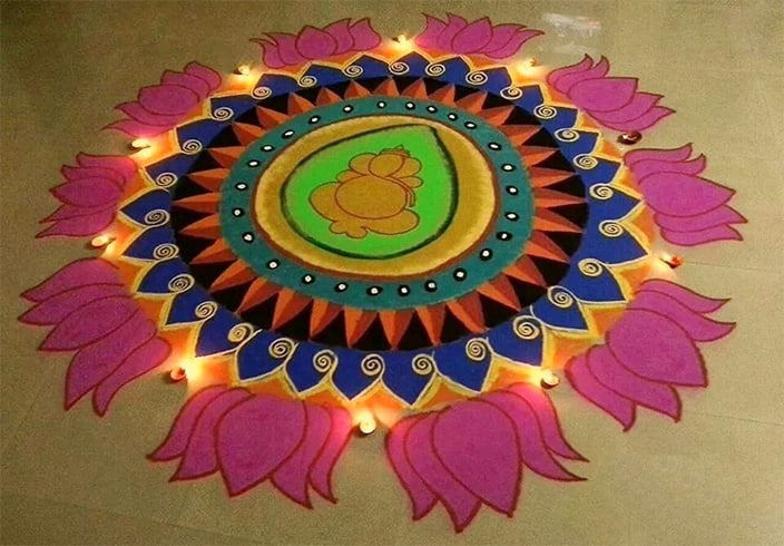 Rangoli Design with Dots for Ganesh Chaturthi