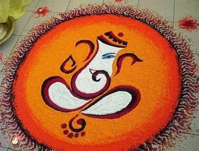 Simple Rangoli for Ganesh Chaturthi