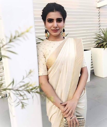 half white saree blouse designs