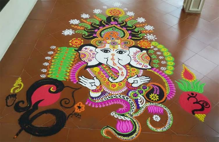 Creative Ganesh Rangoli Designs