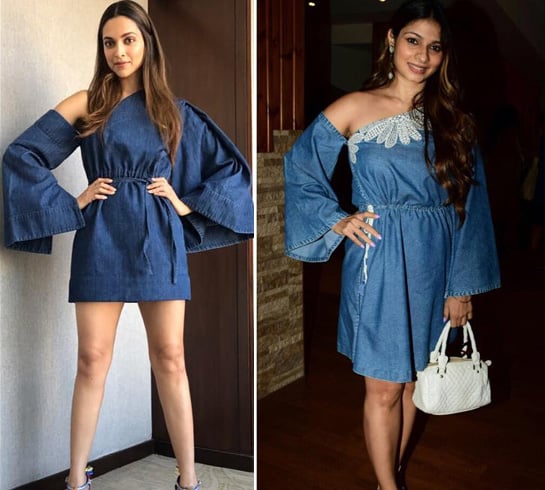 Deepika Padukone and Tanishaa Mukerji In Bell-Sleeves Denim Dress