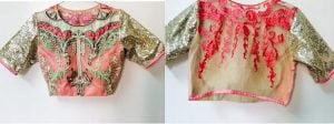 green and red saree