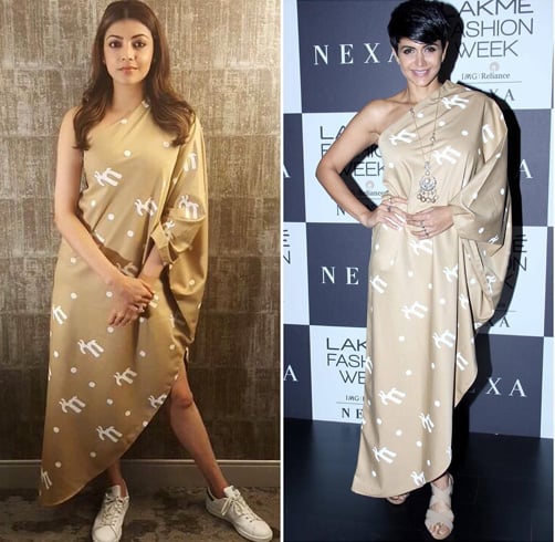 Kajal Agarwal and Mandira Bedi In Masaba Gupta One-Shoulder Dress