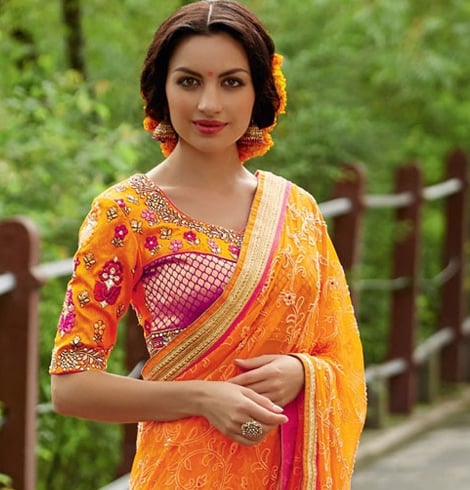 Half sleeved blouse for pattu sarees