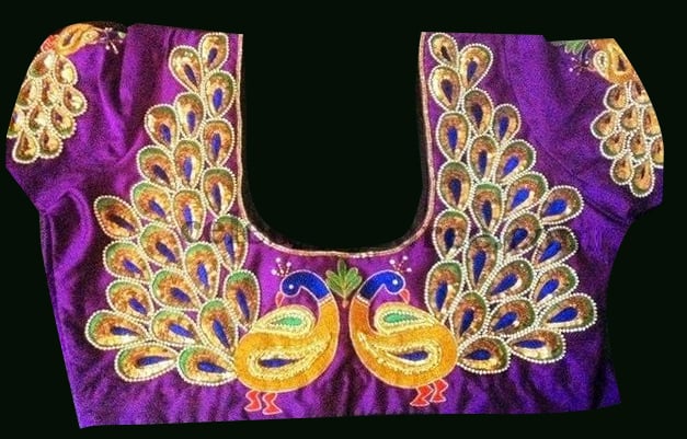 Peacock maggam blouse for pattu sarees