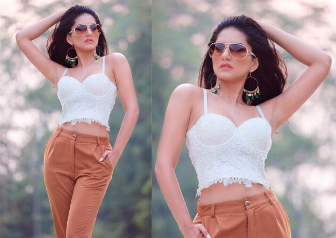 Sunny Leone Brown Pleated Pants