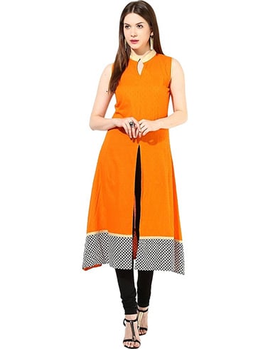 Collar Anarkali Kurta With Front Open Slit